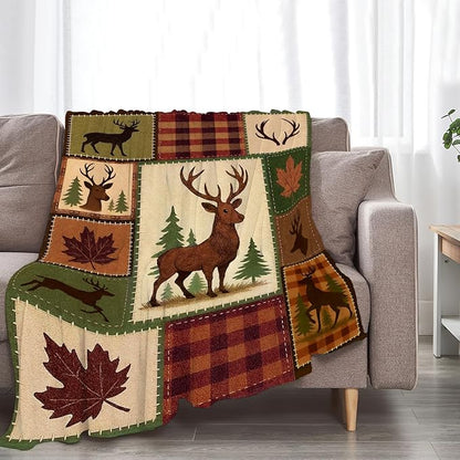 Cabin Deer Blanket Super Soft Warm Fluffy Fleece Flannel Hunter Animal Throw Blanket Cozy Fuzzy Plush Stuff Bedding Blankets Gifts for Women Kids Boys Girls Adults 50"X40"