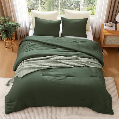 WRENSONGE King Size Comforter Set - 3 Pieces Deep Forest Comforter Prewashed Soft Lightweight for All Seasons,Fluffy Down Alternative Comforter King Size with 2 Pillow Shams