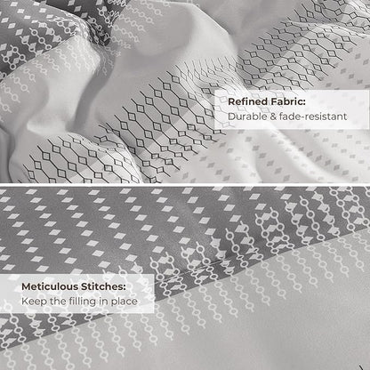 Litanika Dark Grey Bed Comforter Set Twin Size, 2 Pieces Lightweight Striped Bedding Comforter Set, Soft All Season Down Alternative Comforter (1 Comforter, 1 Pillowcase)
