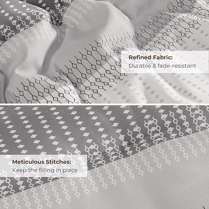 Litanika Dark Grey Comforter Set Super King - 3 Pieces Lightweight Dark Grey Colorblock Stripe Fluffy Bedding Comforter Sets, All Season Bed Set
