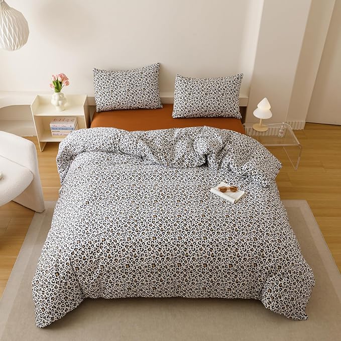 Houseri Leopard Comforter Set Full Black Cheetah Print Bedding Sets Quilt Stylish and Bold Animal Print Bed Blanket Full Size