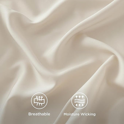 Bedsure Queen Sheet Set, Rayon Derived from Bamboo, Cooling Sheets, PureWoven, Breathable & Soft, Deep Pocket Up to 16", Hotel Luxury Silky Bedding for Hot Sleepers, Light Beige