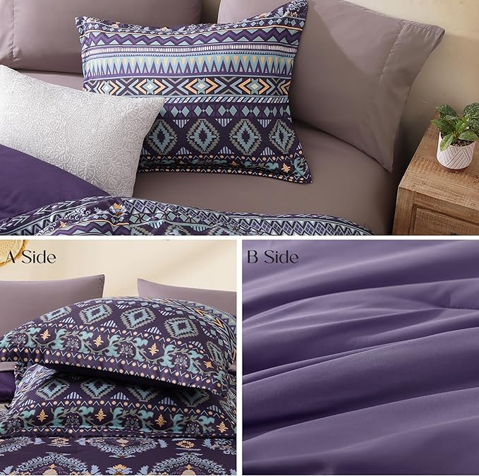 Geniospin Full Comforter Set - 7 Pieces Bed in a Bag, Comfortable Western Bedding Sets for All Seasons, Lightweight Soft Boho Comforter Bed Set with Sheets, Pillowcases & Shams