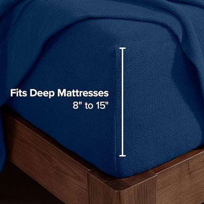 Bare Home Super Soft Fleece Sheet Set - Full Size - Extra Plush Polar Fleece, No-Pilling Bed Sheets - All Season Cozy Warmth (Full, Dark Blue)
