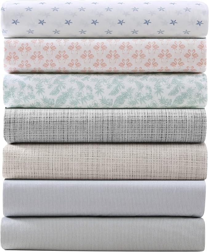 Tommy Bahama - King Sheets, Washed Percale Cotton Bedding Set, Soft & Breathable Bedroom Decor with Deep Pockets (Raffia Linen Beige, King)