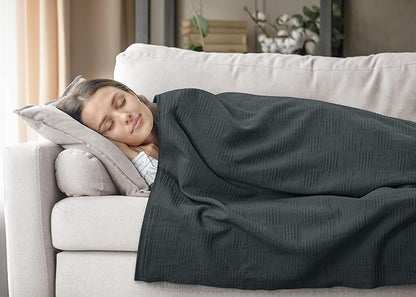 Utopia Bedding Smoke Gray 100% Cotton Blanket [Throw Size - 50x60 Inch] Lightweight, Soft and Breathable Thermal Blanket for All Seasons