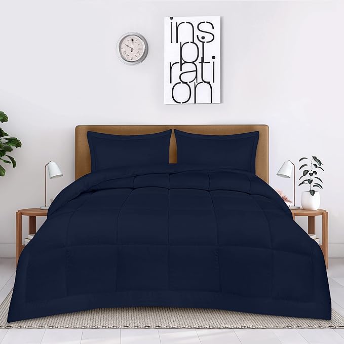 Utopia Bedding King Comforter Set Navy, Comforters King Size 3 Pieces Bedding Comforters Sets, Down Alternative Soft Bed Set, 1 Comforter (90 x 102 inches) 2 Pillow Shams (20 x 36 inches)