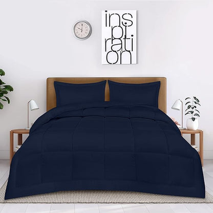 Utopia Bedding King Comforter Set Navy, Comforters King Size 3 Pieces Bedding Comforters Sets, Down Alternative Soft Bed Set, 1 Comforter (90 x 102 inches) 2 Pillow Shams (20 x 36 inches)