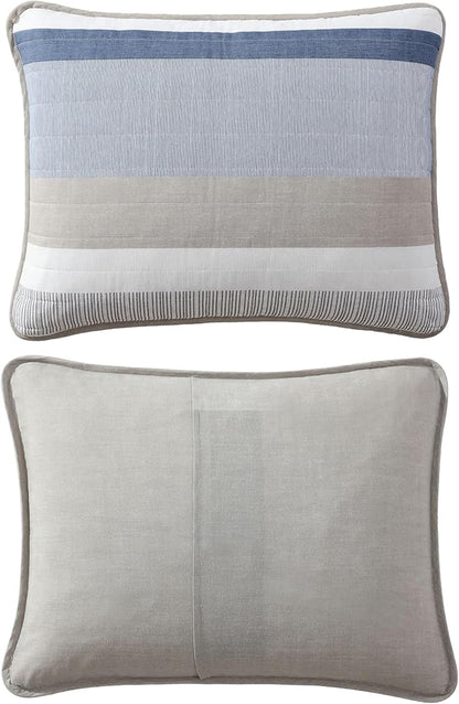 Nautica - Queen Quilt Set, Soft & Breathable Cotton Bedding with Medium Weight Feel, Reversible 3 Piece Bed Set with Matching Pillowcases (Galewood Blue)