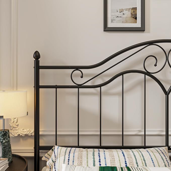 Headboard for King Size Bed Frame Vintage Platform Bed Metal Headboard Only | Height Adjustable,Sturdy and Stable,Easy Assembly,Black