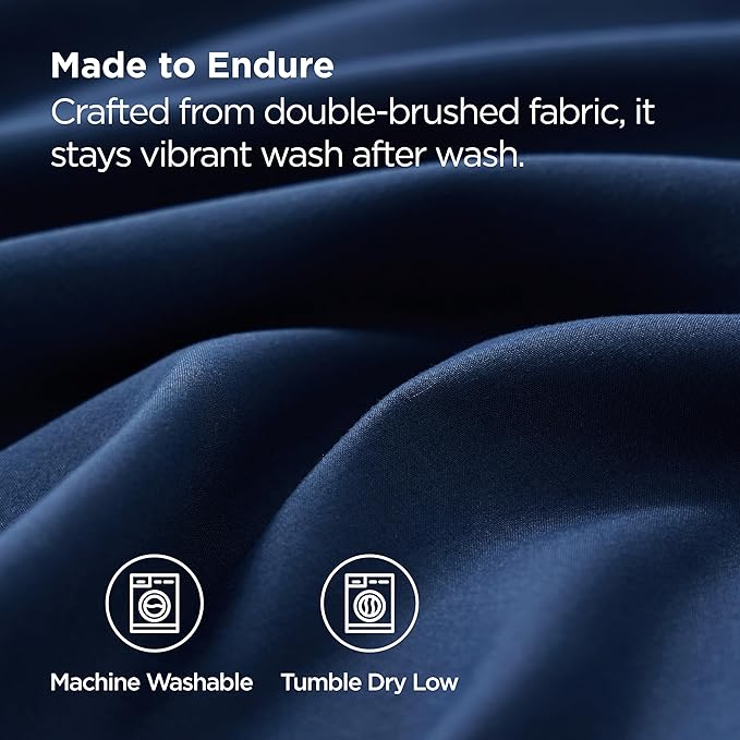 Bedsure King Size Pillow Cases Set of 2 - Navy Microfiber Pillowcases 2 Pack, Super Soft Double Brushed Pillow Case Cover with Envelope Closure for Kids, Wrinkle, Fade Resistant, 20x36 Inches