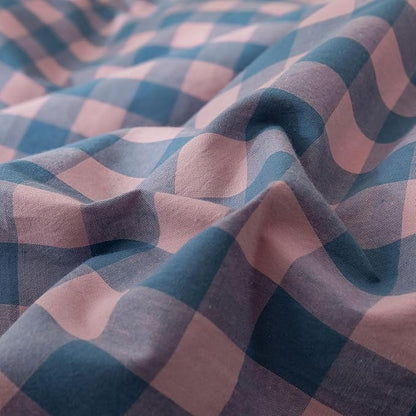 EAVD Pink&Purple&Blue Gingham Plaid Duvet Cover Full Soft 100% Washed Cotton Reversible Modern Grid Checkered Bedding Set with 2 Pillowcases Farmhouse Gingham Duvet Cover with Zipper Closure