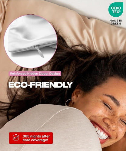 SUNDAYSILKS™ Silk Pillow Cases 2 Pack | 22 Momme Mulberry Silk Pillowcase Set of 2 | Standard Queen, King Size | All Sides 100% Pure Silk Slip Pillowcase Bliss for Women, Men with Zipper [Pure White]