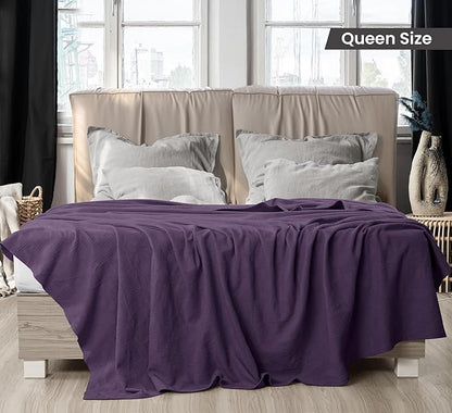 Utopia Bedding Plum 100% Cotton Blanket [Queen Size - 90x90 Inch] Lightweight, Soft and Breathable Thermal Blanket for All Seasons