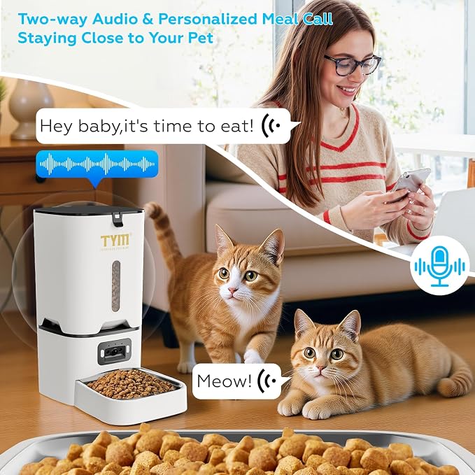 Automatic Cat Feeder with Camera, 5G WiFi Food Dispenser for Small Pets | Two-way Voice | Night Vision | Separation Anxiety | Weight / Diet Control | Programmable Timer | APP Remote Control