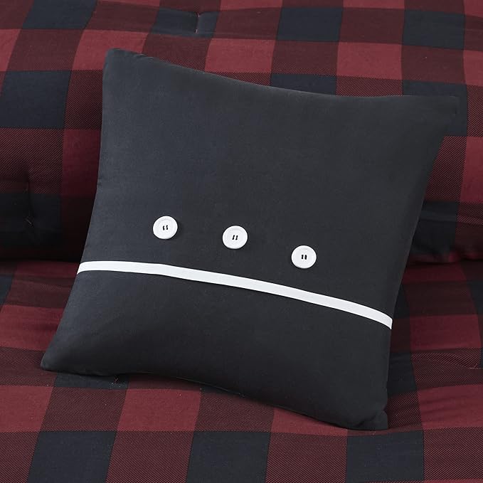 Madison Park Essentials Cozy Bed in A Bag - Reversible Comforter with Complete Sheet Set, Casual Plaid Cabin Design, All Season Cover, Decorative Pillow, Everest Plaid Red Twin(68"x86") 6 Piece
