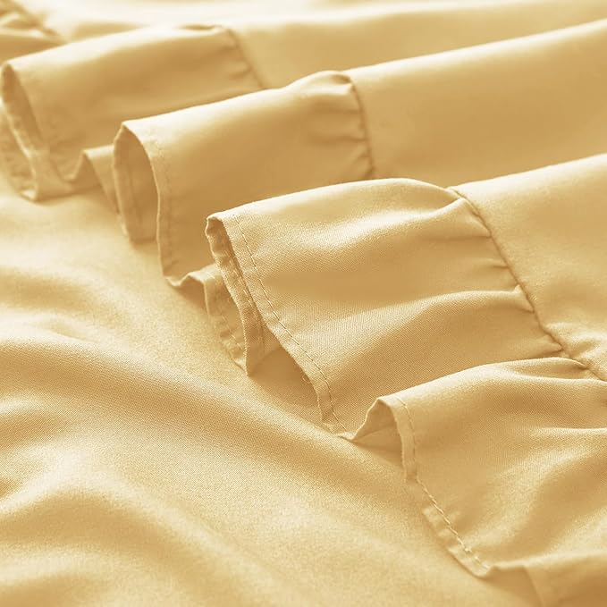 KKJIAF Ruffle Pillow Cases King Size Set of 2, Ruffled Pillow Covers with Envelope Closure, Wrinkle Resistant Ruffled Pillow Shams 20" x 36", Gold