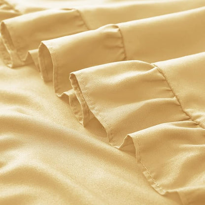 KKJIAF Ruffle Pillow Cases King Size Set of 2, Ruffled Pillow Covers with Envelope Closure, Wrinkle Resistant Ruffled Pillow Shams 20" x 36", Gold
