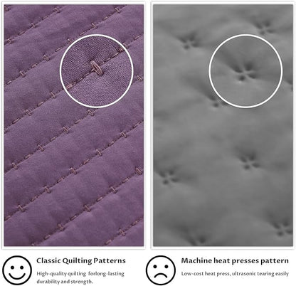 KASENTEX Oversized King Quilt Set 112"x106" – Soft Washed 3-Layer Lightweight California King Bedspread, Minimalist Nordic Design, All-Season Quilt Bedding (1 Quilt + 2 Pillow Shams),Grape Jam Purple