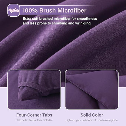 Cosybay Bed in a Bag King Comforter Sets 7pcs All Season Solid Down Alternative Bedding Sets Purple with Comforter, Pillow Shams, Flat Sheet, Fitted Sheet and Pillowcases