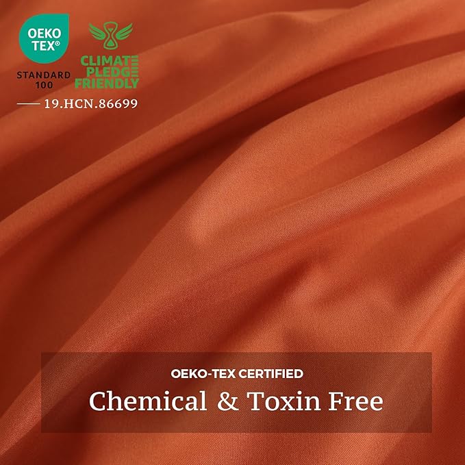 JSD Burnt Orange Duvet Cover Set King Size, 3 Piece Duvet Cover with Pillow Shams, Soft Brushed Microfiber Zipper Closure, Comforter Not Included