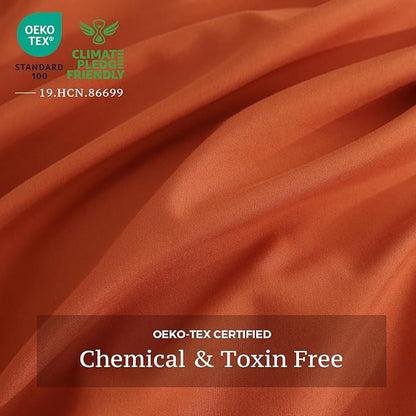 JSD Burnt Orange Duvet Cover Set King Size, 3 Piece Duvet Cover with Pillow Shams, Soft Brushed Microfiber Zipper Closure, Comforter Not Included