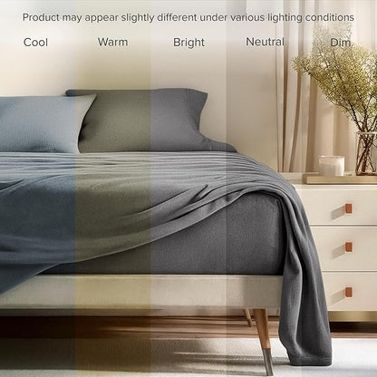 Bare Home Super Soft Fleece Sheet Set - Twin Size - Extra Plush Polar Fleece, No-Pilling Bed Sheets - All Season Cozy Warmth (Twin, Grey)