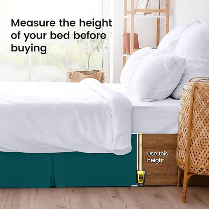 Utopia Bedding Full Bed Skirt - Soft Quadruple Pleated Ruffle - Easy Fit with 16 Inch Tailored Drop - Hotel Quality, Shrinkage and Fade Resistant (Full, Teal)