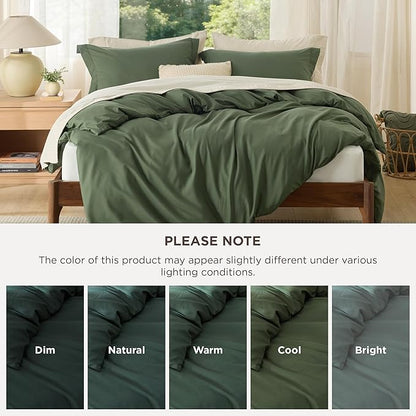 Bedsure Duvet Cover Oversized King Size - Soft Double Brushed Bedding Set for Kids & Adults, Zipper Closure, 3 Pieces, Includes 1 Duvet Cover (120"x98") & 2 Pillow Shams, NO Comforter, Olive Green
