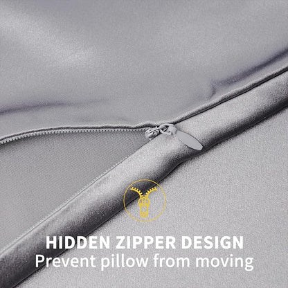 ZIMASILK 100% Pure Mulberry Silk Pillowcase for Hair and Skin Health,Soft and Smooth,Both Sides Premium Grade 6A Silk,600 Thread Count,with Hidden Zipper,1pc(Standard 20''x26'',Silver Grey)