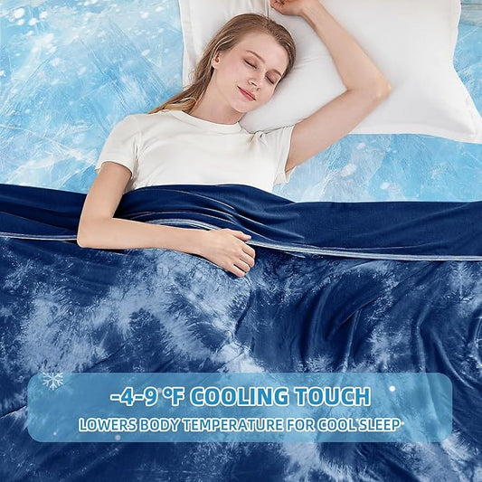 inhand Cooling Throw Blanket (50"x60"), Cooling Blankets for Hot Sleepers, Absorbs Heat to Keep Adults Cool for Summer Nights Sweats, Thin Cold Lightweight Blanket for Couch Bed, All Season Use