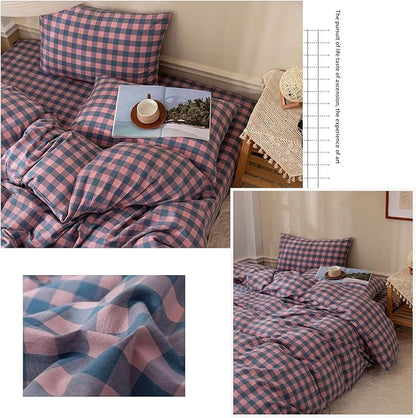 HighBuy Queen Comforter Set Purple Plaid Gingham Comforter Vintage Style Checkered Pattern Comforter Set for Women Men,3 Piece Grid Plaid Bedding Comforter Fluffy Soft Lightweight