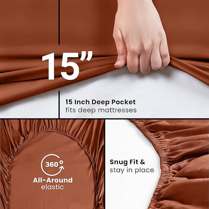 Utopia Bedding Queen Fitted Sheet - Bottom Sheet - Deep Pocket - Soft Microfiber - Shrinkage and Fade Resistant-Easy Care -1 Fitted Sheet Only (Orange)