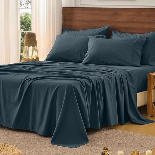 Bedlifes 100% French Pure Linen Sheets California King Size Breathable and Cooling Flax Sheet Set Soft Durable and Moisture Wicking 16 Inch Deep Pocket-4 Piece(Cal King,Cool Gray)
