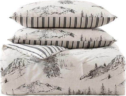 Eddie Bauer - King Comforter Set, Reversible Bedding with Matching Sham(s), Super Soft and Cozy Home Decor (Rocky Mountain Cabin Grey, King)