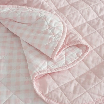 Martha Stewart - King Quilt Set, 100% Soft & Breathable Bedding with a Lightweight Feel for Year Round Comfort, 3 Piece Bed Set with Matching Pillowcases (Olivia Gingham Pink)