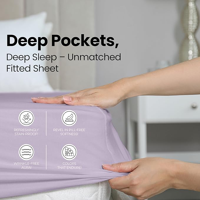 Utopia Bedding Queen Fitted Sheet - Bottom Sheet - Deep Pocket - Soft Microfiber - Shrinkage and Fade Resistant - Easy Care -1 Fitted Sheet Only (Lavender)