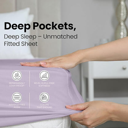 Utopia Bedding Queen Fitted Sheet - Bottom Sheet - Deep Pocket - Soft Microfiber - Shrinkage and Fade Resistant - Easy Care -1 Fitted Sheet Only (Lavender)
