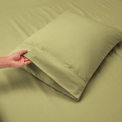 Nestl Twin XL Size Sheet Set, 4 Piece Extra Deep Pocket (18-24 inches), Microfiber, Hotel Luxury, Soft, Breathable, Wrinkle-Free, Easy to Care, Sage Green