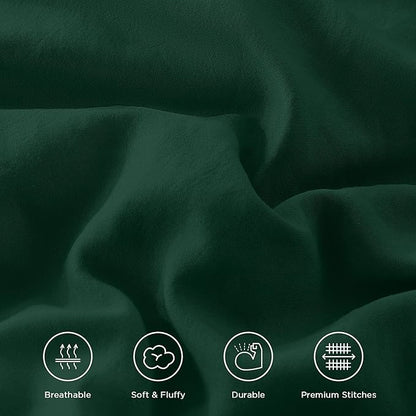 Andency Dark Green Twin Size Comforter Set(66x90Inch), 2 Pieces(1 Ruffle Comforter and 1 Pillowcase) Lightweight Fluffy Bedding Comforter Sets for Kids, All Season Soft Polyester Bedding Set