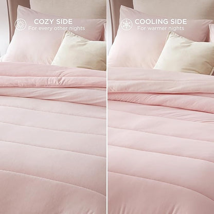 Bedsure Queen Comforter Set - Cooling and Warm Bed Set, ICY Pink Reversible Bedding for All Season, 3 Pieces, 1 Queen Size Comforter (88"x88") and 2 Pillow Cases(20"x26")