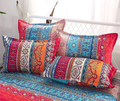 Bohemian Twin Comforter Set Soft Chic 3 Pieces Bedding Comforter Set Lightweight Exotic Red Teal Boho Mandala Colorful Vintage Comforter Bed Set for All Seasons