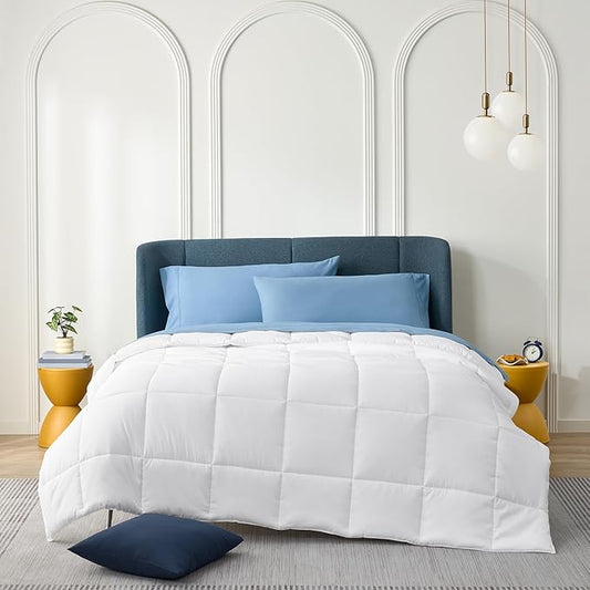 Casual Living Duvet Insert California King Comforter Cooling Blanket Lightweight Hypoallergenic Reversible White Comforter Box Stitch Fluffy Bedding Down Alternative Machine Washable, Cal King, White