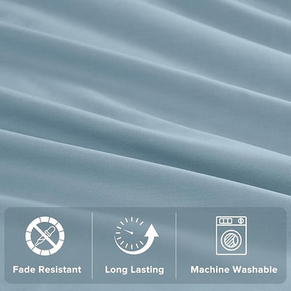 Comfort Spaces Extra Deep Pocket, 100% Cotton King Fits up to 24" Mattress, Breathable, Naturally Cool, Soft, All Seasons Sheet Set, Blue 4 Piece