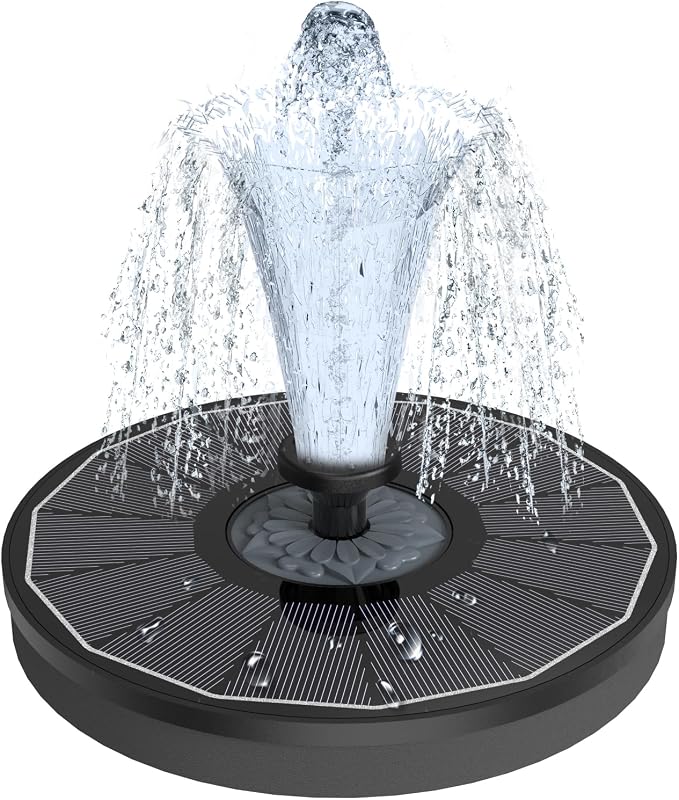 Yzert Solar Fountain for Bird Bath Direct Sunlight High Efficiency 3.5W Glass Panel Solar Water Fountain Outdoor Garden Flower (Black)