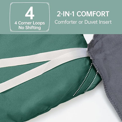 MUXHOMO Queen Comforter Set, All Season Ultra Soft Down Alternative Bedding - 3 Piece Lightweight Bed Set Includes 1 Comforter (90"x90") and 2 Pillow Shams (20"x26"), Emerald Green