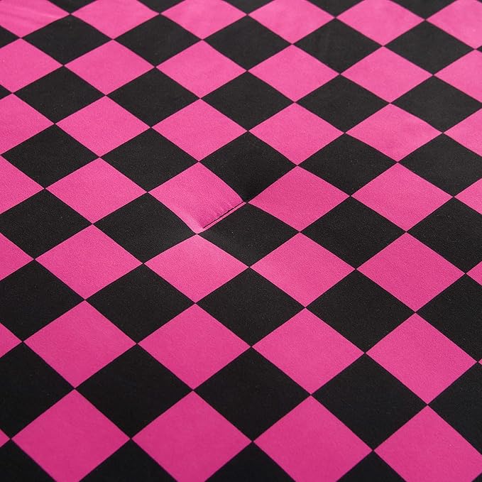 Juicy Couture Reversible Checkerboard Comforter Set 5-Piece Twin/Twin XL Set, Black/Hot Pink