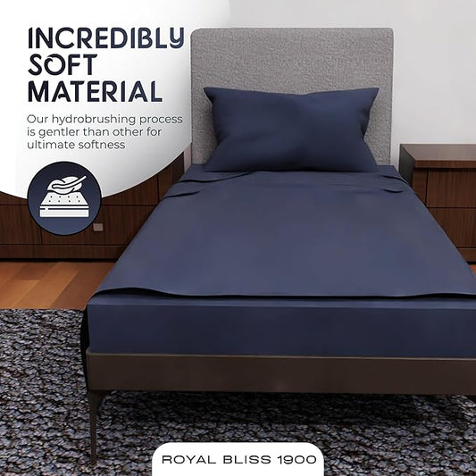 Twin XL Sheets - 3 Pcs Double Brushed Microfiber Cooling Set, Deep Pocket - Navy Blue