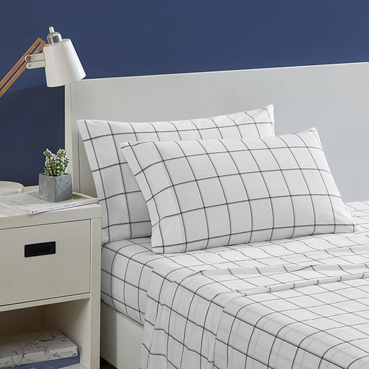 Nautica- Full Size Sheet Set, Crisp & Tailored Cooling Sheets with a Smooth Cotton Percale Lightweight Feel - Bed Sheets with Matching Pillowcases & Fitted Sheet (Plot Black)