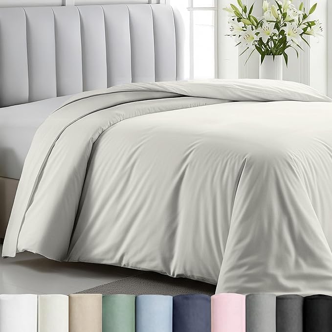 California Design Den Duvet Cover Twin Size/Twin XL Size Only - Premium 400 Thread Count, Natural 100% Cotton Bed Duvet Cover, Soft Sateen, Button Closure and Corner Ties - Ivory (Pale Tone)